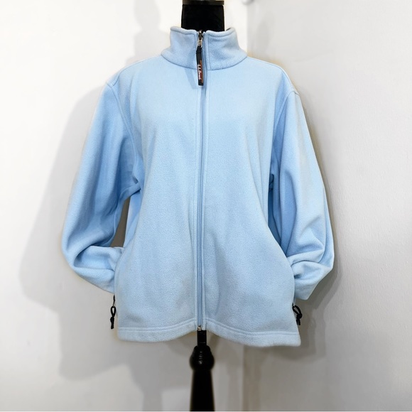 Vintage Two Tone Blue Two Layer Fleece + Winter Jacket Thick Warm Three Pockets - Picture 11 of 11